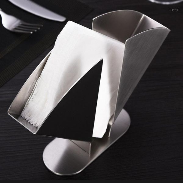 

stainless steel triangular paper towel holder rack restaurant vertical napkin clip dining table decoration1
