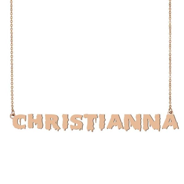 

christianna name necklace , cool bloody art name necklace for halloween and santa's day jewelry gift for kids boys girls, Silver