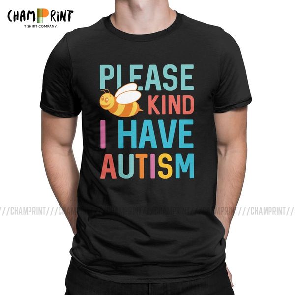 

sport men please be kind i have autism t shirt pure cotton novelty short sleeve crew neck tee shirt plus size t-shirt