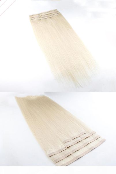 

straight wave 18inches wholesale russian remy tape hair extensions double hair clip in hair extension, Black;brown