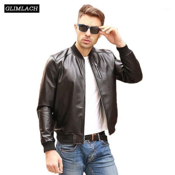 

autumn black aviation genuine leather bomber jacket men sheepskin real leather flight jacket slim pilot coats veste cuir homme1