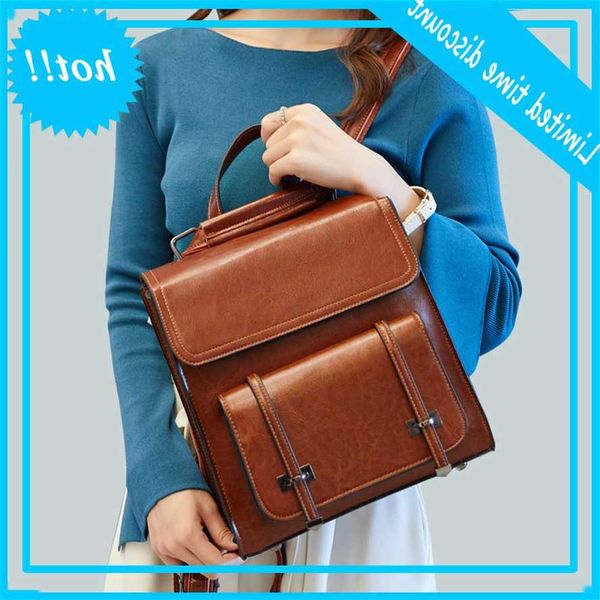 

2021 new fashion oil wax leather backpack women's bag
