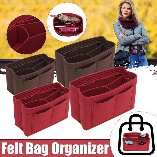 

make up organizer felt insert bag for handbag travel inner purse portable cosmetic bags fit various brand tote bags