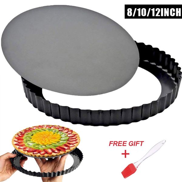 8/10/12 Zoll Tart Pant Mold Pizza Stein Antihaft Kuchen Cookie Liner Abnehmbare Lose Boden Hitzebeständig Hause backen Pan 201023