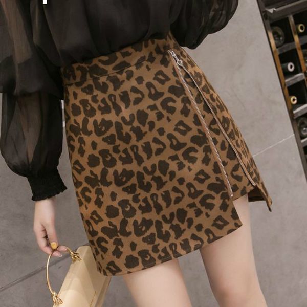 

2021 new leopard print high-waisted hip mini-skirt mini-autumn ladies with skirt y355 kj1y, Black