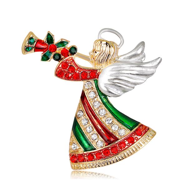 

fashion christmas jewelry cartoon angel blowing trumpet christmas brooch pin ladies corsage brooches, Gray