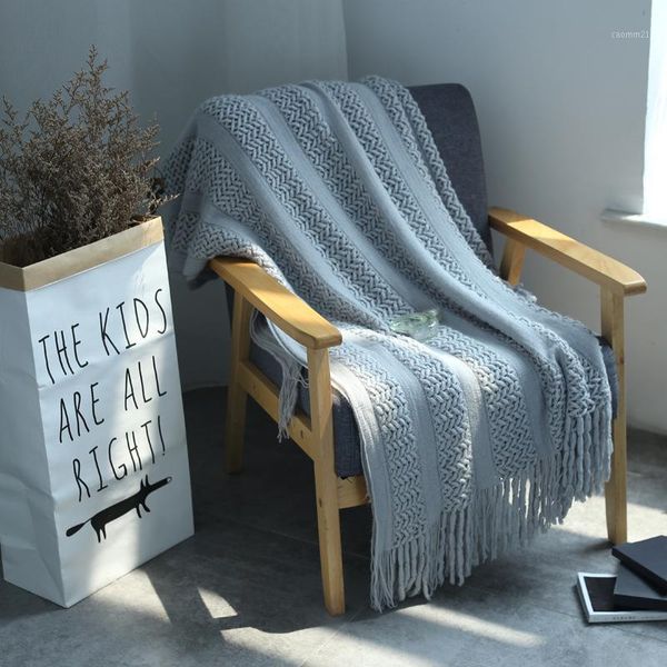 

american blanket wool woven mesh tassel sofa blanket air conditioning1