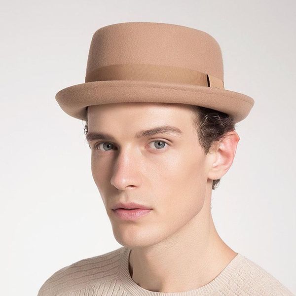 

2020 winter autumn new hat woolen men fedoras jazz european american round caps bowler hats feminino gorra, Blue;gray
