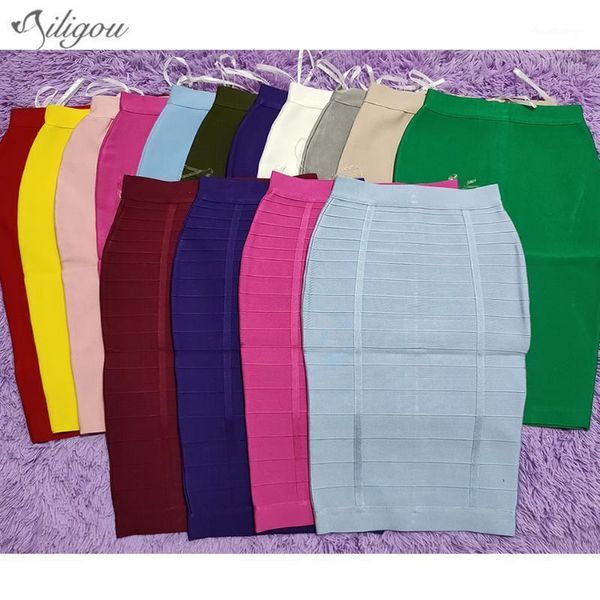 

ailigou bandage skirts 16 colors rayon new women 2021 celebrity party knee-length red blue green black pink white yellow1