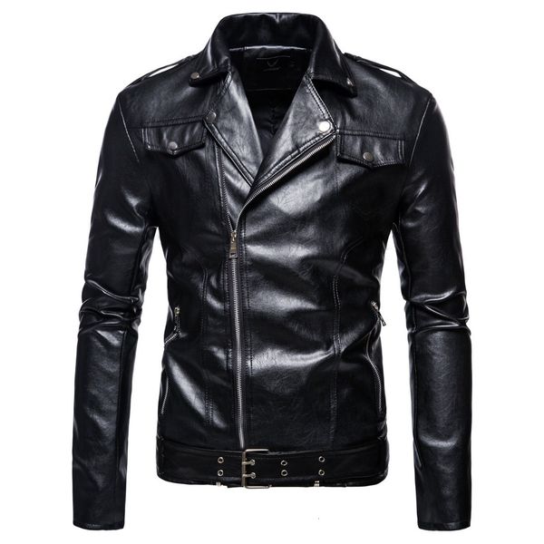 

autumn new large lapel men's motorcycle pu fashion leather jacket b061, Black;brown