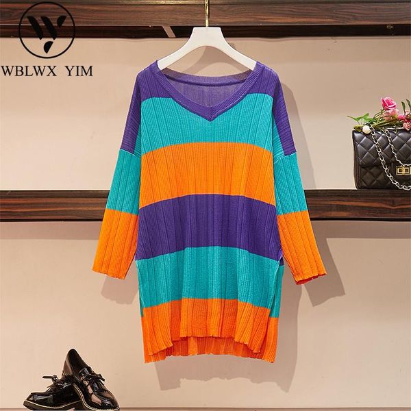 

women's sweaters knitting sweater women autumn fashion stripe long sleeve o-neck pullover casual loose plus size, White;black