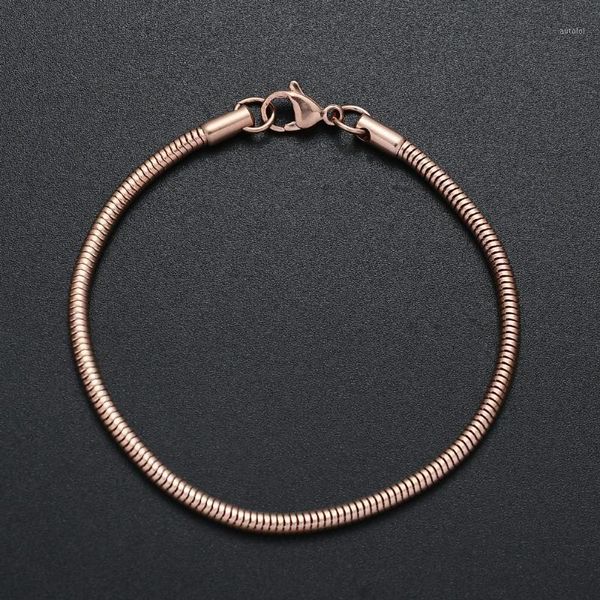 

woman snake chain bracelet 316l stainless steel rose gold color link bracelet wedding birthday party gift width 2/3mm drop ship1, Black