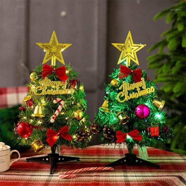 

mini christmas tree with led stirng lights table desk decor1