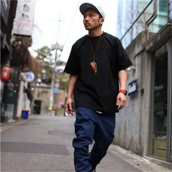 

2021 new hip-hop t-shirt skateboarding, short-sleeve shirt men, for 60-135kg, black white, big t-shirts 7psi, White;black