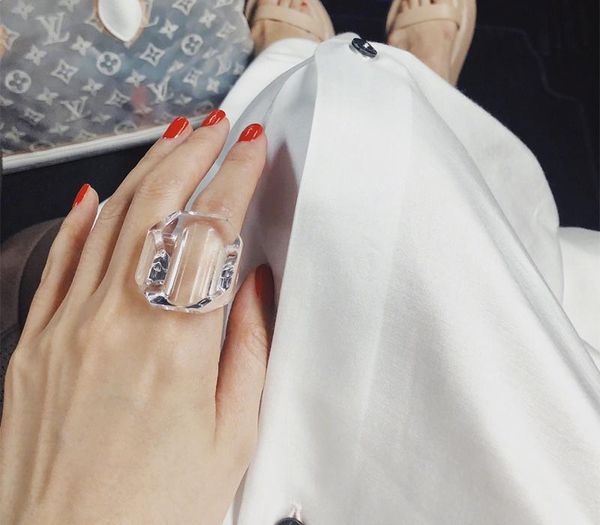 

хип-хоп ювелирная засада mm6 ice cube смола простого кольца письмо finger кольцо мода личного bijoux рождественский подарок для женщин men11, Silver