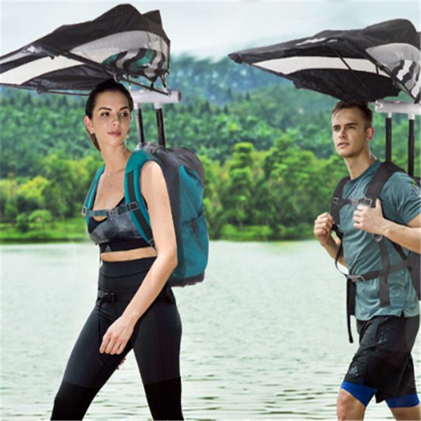 Regenschirm Rucksack Smart Sunshade Schulter großer Kapazität Outdoor Smart Bluetooth Lautsprecher Walk in Natur Regen Schneeschutz Q0705