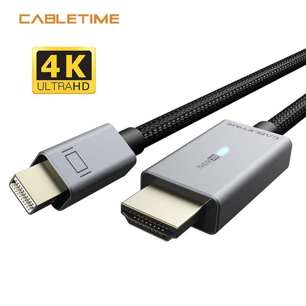 

cabletime mini dp к кабельному светодиодному свету 4k / 60hz позолоченный мини-дисплей для адаптера для macbook air dell lenovo n368