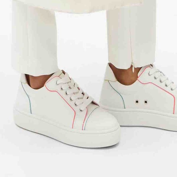 

luxury fashion brands red bottom sneakers vierissima painted-edge leather trainers plafrom women sneaker shoes party wedding red soles skate, Black