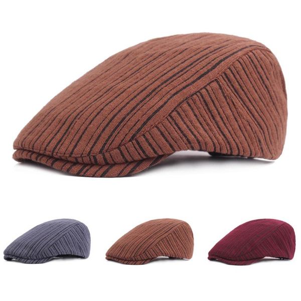 

men women winter warm striped beret hat adjustable golf outdoor newsboy cap new hatcs0260, Blue;gray