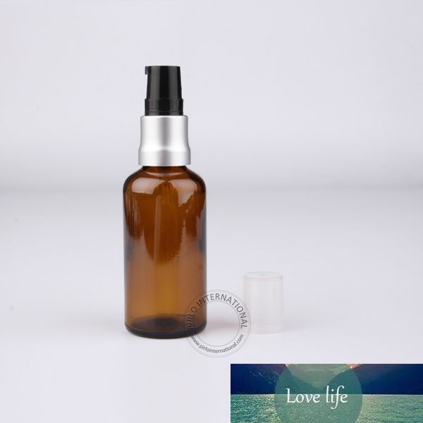 5 x 50ml / 50cc qualità Ambra alta Bottiglie bottiglia di olio essenziale lozione con la pompa in alluminio + plastica marrone Packaging Container