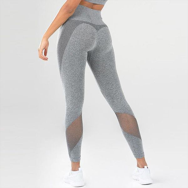 

women fashion leggings high waist push up mesh patchwork breathable slimming leggings fitness femininia, Black