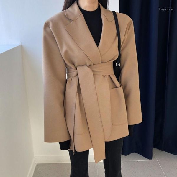 

superaen new autumn winter office lady solid notched suit sweater jacket blazer women1, White;black