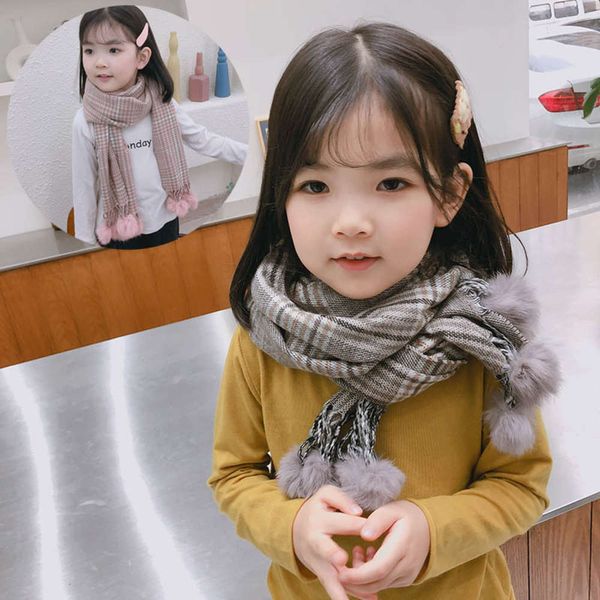 

imitation autumn and women's children's scarf cashmere baby ball boy's bib cute girl winter fashion korean version, Red;brown