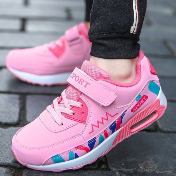

sports running kids girls sneakers teenager trainers breathable casual outdoor tennis shoes girl black pink big size 37-38