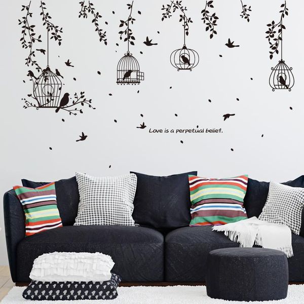 

dropping birdcage birds living room bedroom eco-friendly removable diy wall stickers decals decor art wall poster mural dc18