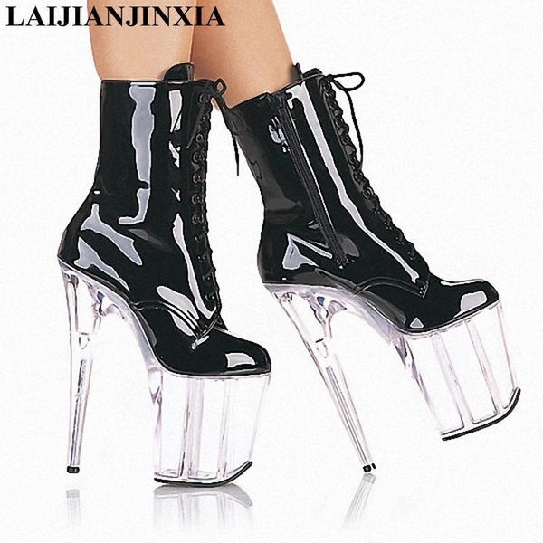 

boots laijianjinxia 20cm high heels transparent platform nightclub pole dancing low boots, women's heel ankle boots1, Black
