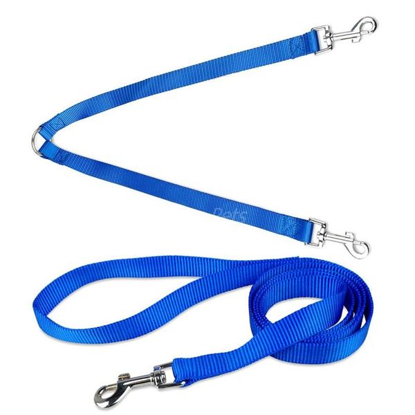 

4 colors 3 sizes 48\"length nylon belt 2 way double dog coupler with walking leash bbymyc