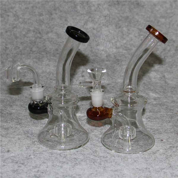 Glass Bong Dab Rigs Hookah Recycler Beaker Beaks Tubos de Água Rig Rig 14mm Feminino Joint Quartz Banger Bowl