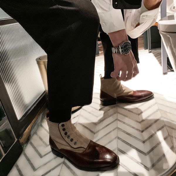 

daio mens south korean martin rising shoes, buckle leather boots, and men's boots