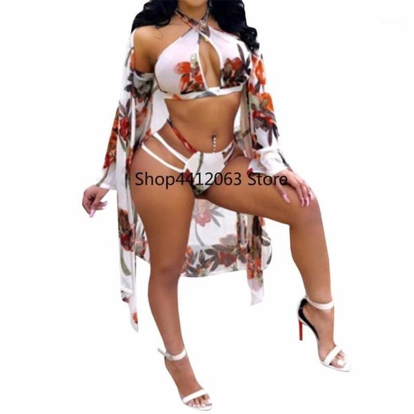 

bikinis set 2021 women swimsuit swimwear floral printed bikini cover ups brazilian high waist bathing suit1