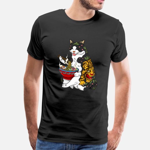 

cat eating chinese noodles with tiger tattoo designers graphic t shirt leisure horror casual tracksuit hoodie sweatshirt