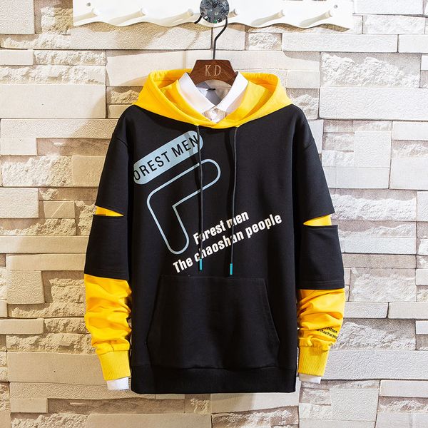 

autumn spring 2020 hoodie sweatshirt mens hip hop punk pullover streetwear casual fashion clothes plus size 5xl, Black