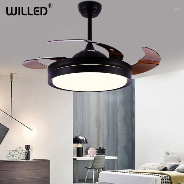 

ceiling fans with lights invisible smart remote control 42inch nordic creative fixture for home living room led dimming fan lamp1