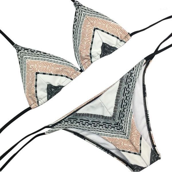 

gym clothing lucia stripe halter bikini 4f46001, White;black