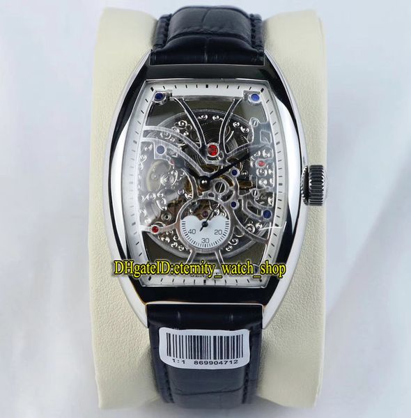 

2 colors luxry new squelette classique 8880 t sqt skeleton dial automatic mens watch silvery case leather strap gents watches, Slivery;brown