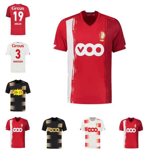 

20 21 new standard liÃ¨ge mens soccer jerseys amallah bastien gavory home red away whit football shirt, Black;yellow
