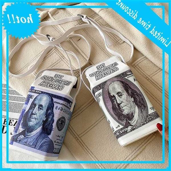 

dollar pattern milk box design handbags trend small pu leather crossbody cups shoulder chain task for women 2020