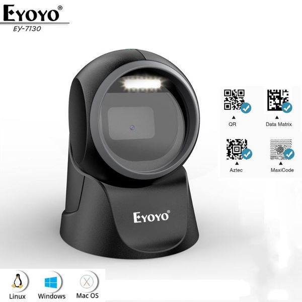 

eyoyo ey-7130 deskbarcode scanner 1d/2d qr bar code reader for windows macos bookstore retail mall automatic sensing