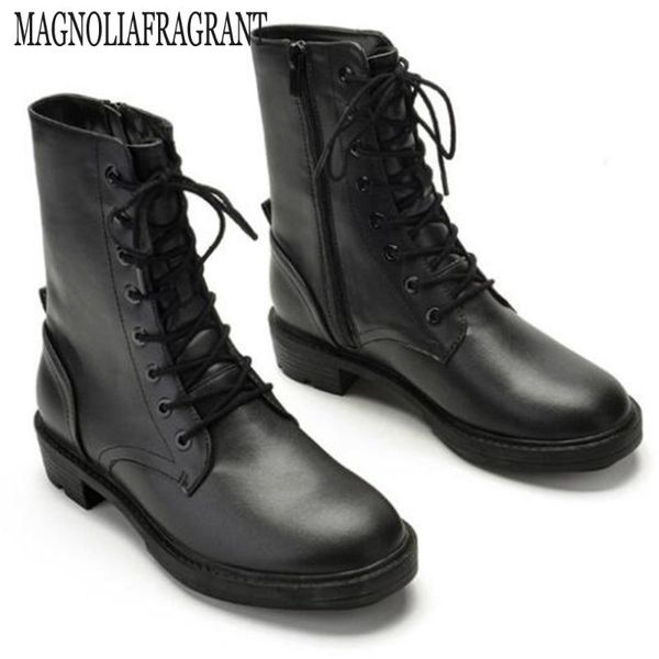 

british style women boots platform winter shoes casual motorcycle boot women fashion short boots and ankle 2020 ay9, Black