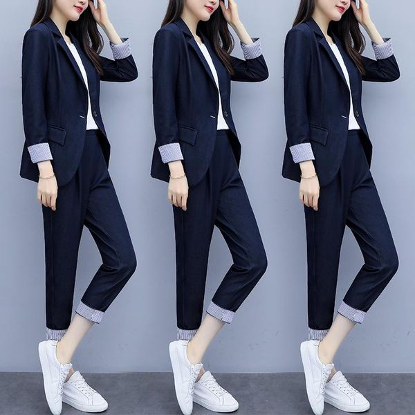 

casual black suit loose women fashion work blaze plus size pants suit woman two pieces business conjuntos clothing eg50xf, White