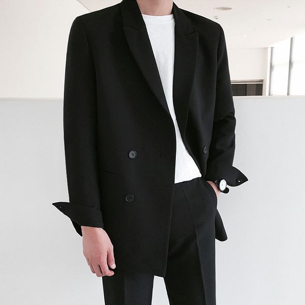 

2021 male suits spring thin new autumn double breasted wear youth m-2xl clothes ht50, White;black