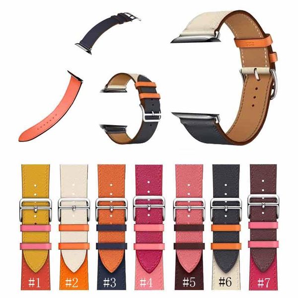 

luxury leather strap 44mm 42mm 40mm 38mm replacement watchband wristband with adapter