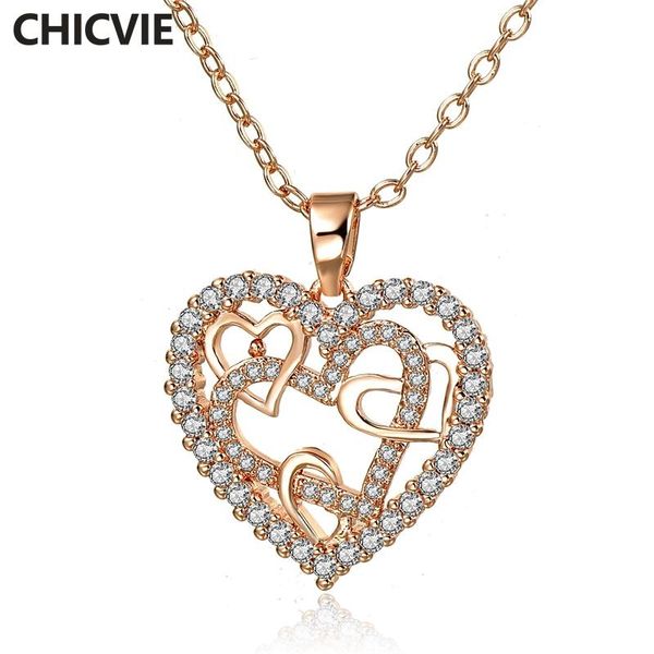 

chicvie new crystal long cubic zirconia necklace&pendants for women wedding jewelry necklace chain gold heart necklace sne190072, Silver