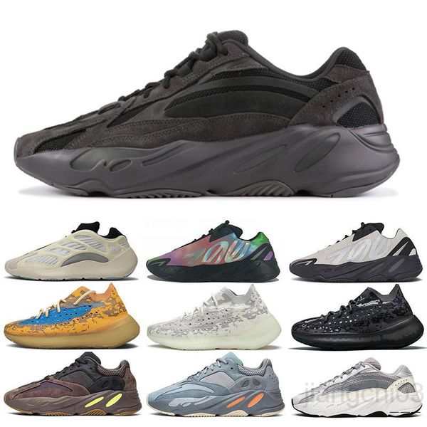 

wave runner kanye west 700 v2 solid grey magnet teal carbon blue runing shoes men women 3m static reflective outdoor gr6t, Black