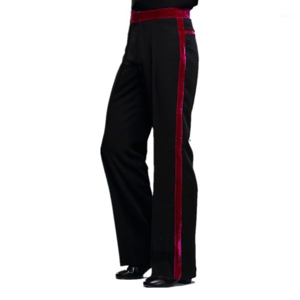 

fashion latin dance pants for male black red standard fringe pants fabric men ballroom stage modern waltz tango trousers y1611