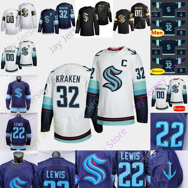 

2021 custom seattle kraken ice hockey jersey new white black navy size youth women all stitched embroidery drop shipping, Black;red